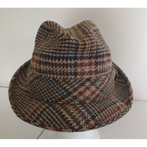 Vintage United Hatters Cap and Millinery Plaid Fedora Hat Size 6 7/8 RARE Lined - Picture 2 of 10